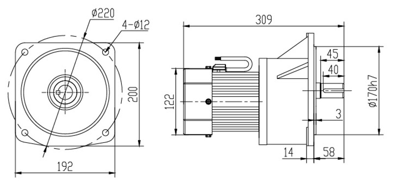 SV28-400W微型永磁减速电机图纸