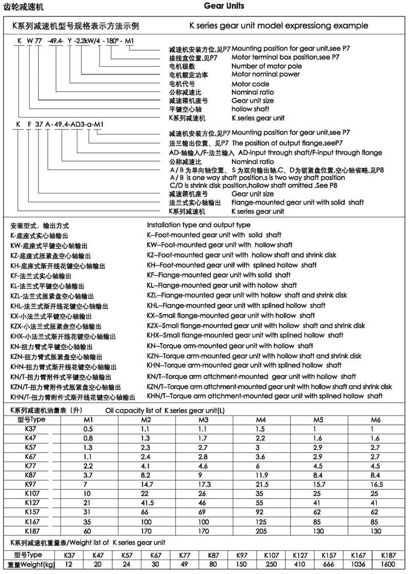  K系列减速器,伞齿轮减速机,k减速机型号说明